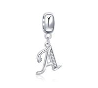 Dije de la letra A en plata de ley 925 con inicial Az y nombre para pulsera Pandora.