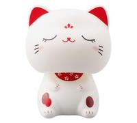 Dije de la suerte con gato automático que asintió con energía solar para decoración del hogar del coche, lindo maneki neko japonés sonriente con construcción de plástico, 8.7 x 6.8 x 2.4 pulgadas