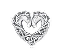 Dije de nudo celta de caballo doble, dije de plata esterlina 925, collar de pulsera Pandora compatible con