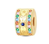 Dije de Plata de Ley 925 y Oro para Pulseras y Collares Pandora, Cuenta con Cierre de Clip para Mujer, Espaciadores, Regalos de Joyería