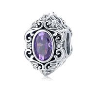 Dije morado de cuentas de plata s925 con patrón misterioso, accesorios de bricolaje con cuentas