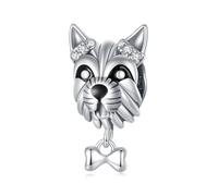 Dijes colgantes perro Schnauzer lindo plata esterlina 925 pulseras collares cumpleaños mujer