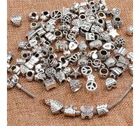 Dijes de aleación de color plata mezclados, cuentas compatibles con pulseras y collares para mujeres. Más de 1000 estilos por -mix 20 piezas