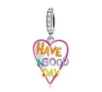 Dijes de corazón de amor de plata de ley 925 con forma de amor, colgante con dije de buen día, apto para pulseras, collares y joyas