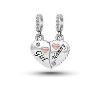 Dijes de corazón dividibles para pulseras Pandora, para mujeres, nieta, niñera, madre, hija, hijo, mejores amigos, amistad, cumpleaños, Navidad, regalo de joyería, talla única, Cobre, No es una piedra