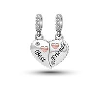 Dijes de corazón dividibles para pulseras Pandora, para mujeres, nieta, niñera, madre, hija, hijo, mejores amigos, amistad, cumpleaños, Navidad, regalo de joyería, talla única, Cobre, No es una piedra