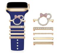 Dijes de correa de reloj para Apple SmartWatch de metal, con trabillas decorativas de 45 mm, 44 mm, 42 mm, 41 mm, 40 mm, 38 mm, compatible con iWatch Series 8, 7, 6, 5, 4, 3, 2, 1 (sin banda)