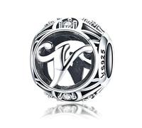 Dijes de cumpleaños auténticos de plata de ley 925 con inicial A-Z para pulseras Pandora, dijes de alfabeto, cuentas de letras para pulseras de Pandora (letra V)