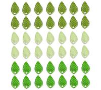 Dijes de hoja verde multiestilo, cuentas acrílicas transparentes, suministros de joyería para proyectos de diseño de joyas hechas a mano, cuentas acrílicas con agujeros, talla única, como se describe