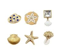 Dijes de sandalias de estrella de mar para mujer, juego de marinos de seis piezas, dorados para zapatos junto al mar, decoraciones náuticas de zuecos de | reuniones, celebraciones