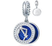 Dijes de signo del zodiaco para pulseras, collar de plata de ley 925, colgante de estrella de 12 constelaciones, regalos de cumpleaños para mujeres/hombres/niñas, Zirconia cúbica Metal Circonita