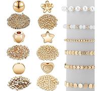 Dijes espaciadores dorados y blancos, surtidos, sin costuras, suaves, sueltas, para hacer joyas, doradas, para pulseras