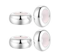 Dijes Tope con Clip Plata de Ley 925 Cuentas Espaciadoras Rondelle para Pulseras de Dijes Pandora, talla única, Plata de ley, Circón