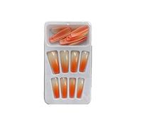 dijiusidy 1 Juego de Prensa de Punta Francesa en Las uñas Gradient Shimmer Extra Long Fashion Full Cover Ballerina Salon Kit de manicura para niñas, Tipo 14, gelatina 24 Piezas, Pegamento 2g