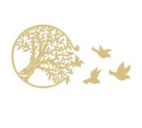 dijiusidy Amplia aplicación Árbol de la vida decoración de la pared hermosa escultura de metal Árbol de la vida decoración de la pared escultura de metal redonda, oro, 30 centimetros