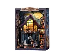 dijiusidy Book Nook Kit La Noche Mágica en el Castillo Juego de Esquina de Librería para Adultos Adolescentes 3D Puzzle Casa de Muñecas con Luz LED DIY Miniatura Sujetalibros Decoración para Halloween