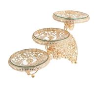 dijiusidy Expositor de fruta retro de tres capas, exquisito soporte para el entretenimiento en casa, estilo europeo, creativo, tres capas, para cupcakes.