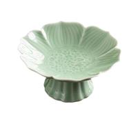 dijiusidy Sofisticado cuenco decorativo para frutas, elegante centro de con forma de loto, cuenco pedestal porcelana, bandeja para frutas con base porcelana estilo alto, verde, 12.7 x 5.8 cm