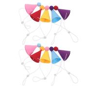 DIKACA 10 Piezas 10 Sombreros de Cumpleaños para Mascotas Pequeñas y Medianas, Mini Gorros de Cono de Colores Surtidos, No Tejidos, con Correa Ajustable para Fiestas y Celebraciones de