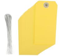 DIKACA 100 Unidades Etiquetas y Orificio Resistente de Papel de Envío Amarillo con Alambre Reforzado y Organización para Embalaje en Operaciones de Envío Ocupadas