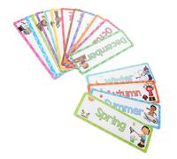 DIKACA 16 Piezas Tarjetas de Vocabulario Inglés para Aprendizaje de Meses y Material Didáctico para Jardín de Infancia y Decoración de Aula Habilidades Lingüísticas