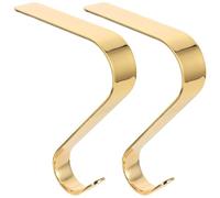DIKACA 2 Ganchos Navideños para Calcetines de Hierro Dorado Pequeño Soporte sin Perforación para Repisa de Chimenea Colgador Resistente para Decoración y Almacenamiento Navidad