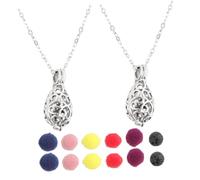 DIKACA 2 Juegos de Collares Difusores de Aceites Esenciales para Mujer con Colgante de Gota de Agua y Piedra Volcánica, Joyería Portátil de Aleación para Uso Personal y Obsequio