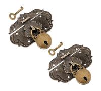 DIKACA 2 Juegos Juego de 2 Pestillos de Cerrojo Vintage de Aleación de Zinc con 2 Mini Candados Pequeños en Forma de Oso para Joyero y Caja Decorativa, Cierre Compacto para Maleta y