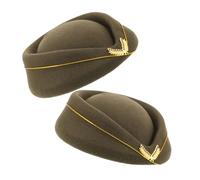 DIKACA 2 Piezas Air Hostess Hat Elegant Wool Beret Flight Attendant Cap Breathable Uniform Accessory For Women Dress Up Parties And Cosplay Performances