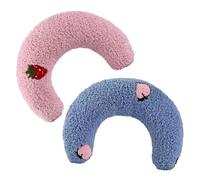 DIKACA 2 Piezas Almohada U Forma de Media Luna para Gatos y Perros y Cómoda Cojín Cervical Relajante para Sueño Profundo Lavable Máquina Pack de Rosa y Azul