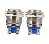DIKACA 2 piezas Botón Pulsador Momentáneo de Acero Inoxidable Resistente al Agua para Control Eléctrico y Timbre Exterior