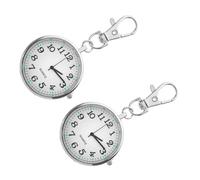 DIKACA 2 Relojes de Bolsillo Portátiles Redondos para Enfermeras con Clip Pecho Manos Libres y Diseño Llavero de Acero Inoxidable y Vidrio para Entornos Hospitalarios