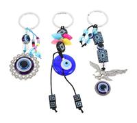 DIKACA 3 Piezas Evil Eye Keychain Lightweight Eye Charm Pendant For Backpack Purse Car Keys Stylish Handbag Accessory With Owl Heart Beaded Designs Protective Ornament For Everyday Use