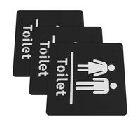 DIKACA 3 Piezas Letreros de Pared para Baños Acrílicos 3 Piezas Negro y Plateado, Señalización Unisex Autoadhesiva para Puertas, Pegatinas Decorativas Resistentes y Fáciles de Limpiar