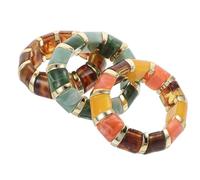 DIKACA 3 Pulseras Rígidas Gruesas de Acrílico Elástico para Mujer Pulseras Geométricas Irregulares en Amarillo Verde y Ámbar Accesorio Bohemio para Eventos y Uso Diario