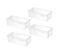 DIKACA 4 Piezas Caja de Lápices Apilable de Plástico Transparente con Cierre de Presión Gran Capacidad para Útiles Escolares Estuche Organizador Compacto para Estudiantes y Artistas de