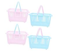 DIKACA 4 Piezas Cestas Plásticas Mini con Apilables Organizadoras Multifuncionales para Escritorio Cocina y Habitación Infantil para Juguetes Papelería y Snacks