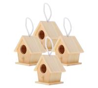 DIKACA 4 Piezas Kit Casitas de Madera sin Terminar para Colgar Nidos Pequeños para Pájaros Decoración de Fiesta al Aire Cajas Nido DIY para Colibríes Ambiente Seguro y Portátil