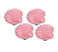 DIKACA 4 Pomos de Cerámica Forma de Concha para Muebles Infantiles, Tiradores Pequeños y Resistentes para Cajones y Armarios, Color Rosa, Diseño Seguro y Adecuado para Dormitorios