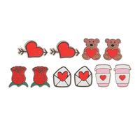 DIKACA 5 Pares de Pendientes de Corazón para Mujer Diseño Creativo San Valentín Accesorios Forma de Taza Flecha Sobre Oso y Rosa Joyería Ligera y Elegante para Festivales y Uso