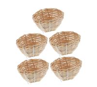 DIKACA 5 Piezas Nidos de Bambú Hechos Mano con Gancho para Periquitos y Pájaros Pequeños Cueva Acogedora para Cría y Descanso Cestas de Anidación Ventiladas para Aves Jóvenes