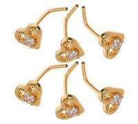 DIKACA 6 Piezas De Aro Nasal Pequeño Con Forma De Corazón Y Gancho Torcido Decoración Africana Para El Cuerpo Piercing Para El Cartílago Piercing Falso Dorado