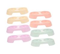 DIKACA 8 Piezas Alimentador de Doble tazón Anti-Bumping pequeño alimentación Largo aumentó comedero para Gatos Gato comedero para Mascotas Bandeja para Comida el plastico