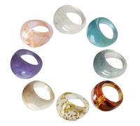 DIKACA 8 Piezas Anillos Apilables de Resina Acrílica Multicolor, 8 Piezas Gruesos para Nudillos, Diseño Vintage para Mujer, Joyas de Moda Ideales para Fiestas, Cumpleaños y Regalos
