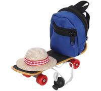 DIKACA Accesorios para Mascotas Pequeñas Azul Diseño Único, Mochila Ligera y Mini Sombrero Rápido de Cambiar para Salidas al Aire Libre