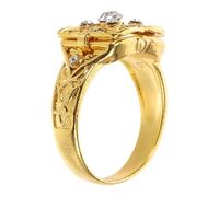 DIKACA Anillo Abierto Vintage para Mujer con Compartimento Secreto Detalles Tallados Elegantes Micro de Circonitas Diseño Abatible Versátil para Diario y Eventos