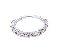 DIKACA Anillo Ajustable Abierto de Plata S925 Diseño de Margaritas Pequeñas para Mujer Anillo de Flores Delicado y Elegante Obsequio Romántico para San Valentín y Aniversarios