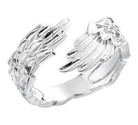 DIKACA Anillo Ajustable Alas de Ángel Plateado Joyería Estética para Adolescentes Accesorio de Alas Divertido y Único para Mujeres Anillo de Moda Espiritual y Símbolo de Ilusión