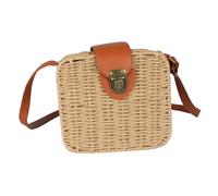 DIKACA Bolso Bandolera de Rafia Trenzada para Mujer Pequeño y Playa y Diario Diseño y Mano Color Camel para Verano y Looks Casuales