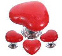 DIKACA Botón de Descarga para Inodoro Forma de Corazón Rojo 4 Piezas para Tanque de Agua Accesorio Pulsador Auxiliar para Baño Compatible Tanque Estándar
